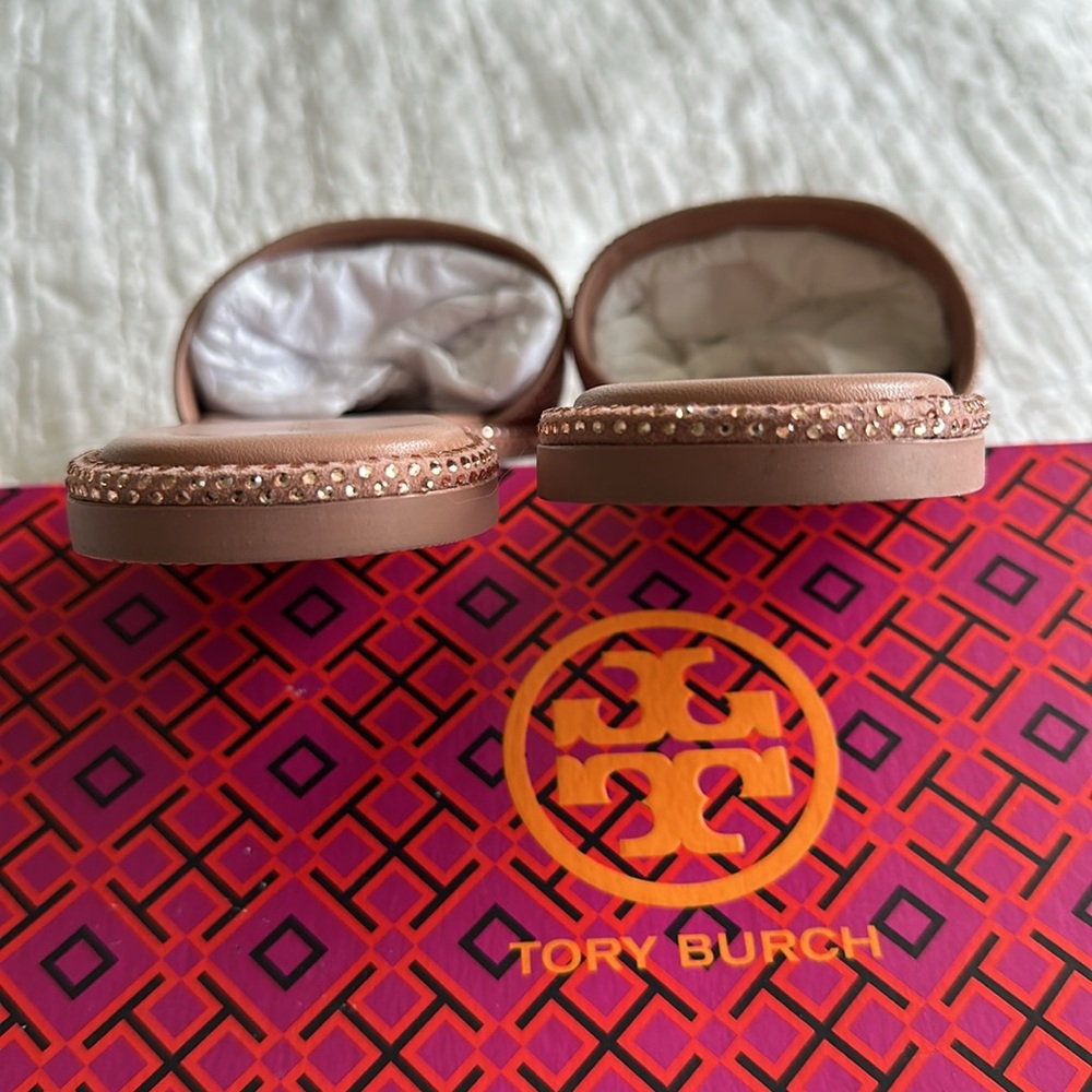 Tory Burch Everly slide Rose Gold Studded Slides sz 9.5 - Picture 9 of 10